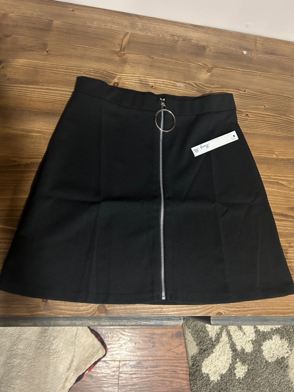 Brandy Blu Black Mini Skirt with Front O-Ring Zip. New with tags size medium